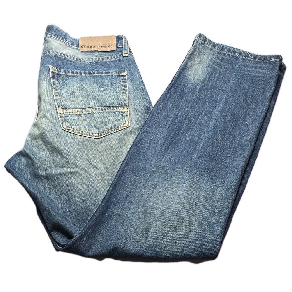Nautica Jeans Co. 32 Men's Jeans Blue Medium Wash Relaxed Fit 5-Pocket Mid Rise